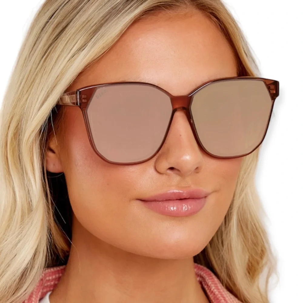 DIFF Gia Sunglasses Festive Umbria Frame Cherry Blossom Mirror Lens NWT